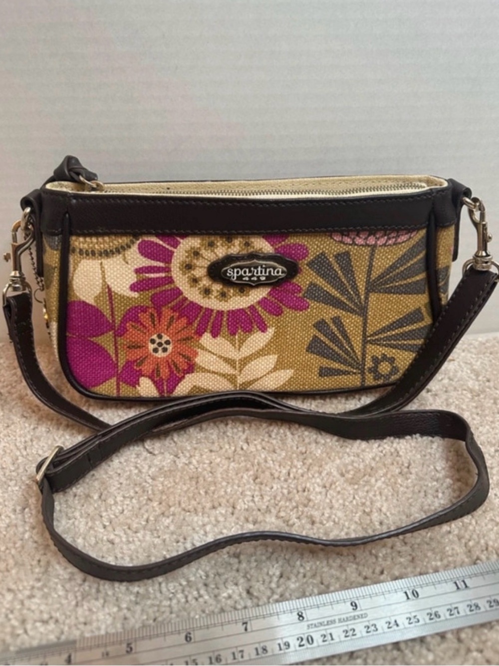 💐💐💐BOGOHO💐💐💐Spartina 449 Olive, Purple & Brown Floral Jacquard Crossbody